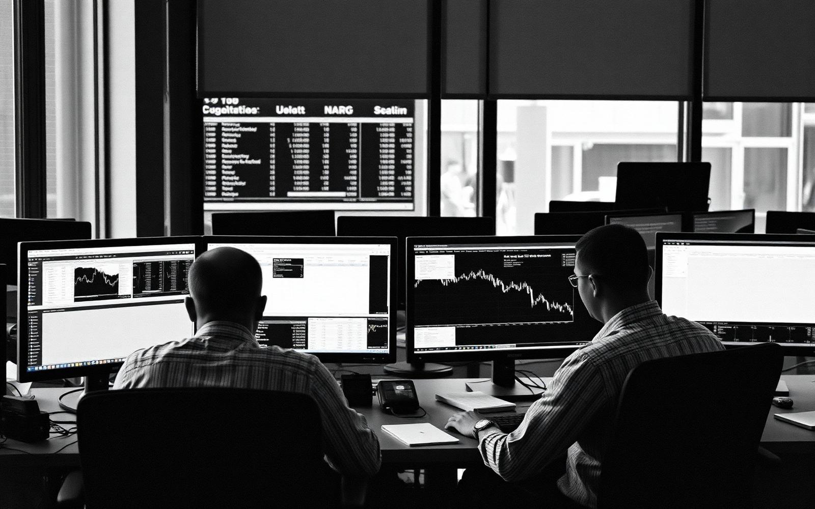 Traders at work on the Black Mountain Quantitative desk